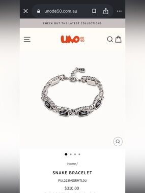 UNO de 50 Silver Bracelet with Black Crystals